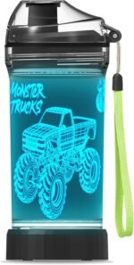 YuanDian 3D Glowing Water Bottle with 3D Monster Truck Design- 14 OZ Tritan BPA Free - Cool Drinking Cups Gift for School Kids Boy Girl Child Christmas Holiday(Random Monster Truck) - Image 2