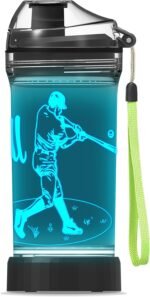 YuanDian Baseball Gifts, Light Up Kids Water Bottle with 3D Baseball Design- 14 OZ Tritan BPA Free - Cool Sports Cups Gift for School Kids Boy Girl Child Christmas Holiday - Image 2
