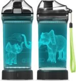 YuanDian Elephant Gift, Light Up Kids Animal Water Bottle - 14 OZ 400ml Tritan BPA Free - Cool Drink Bottles Gift for School Kids Boy Girl Child Men - Image 2