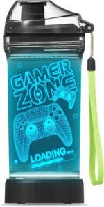 YuanDian Gamer Zone Water Bottle for Boys, Controller 7 Color Lights 3D Light up Drinking Cups Gifts for Gamers Men, BPA Free & Leak Proof Flip Top Lid & Easy Clean & Carry Handle, 14oz/ 400ml - Image 2