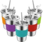 Yummy Sam Stainless Steel Cups with Straws and Lids,12oz Spill-proof Kids Tumblers Dishwasher Safe, Unbreakable Metal Toddler Cups with Heat-insulated Sleeves for Cold Drinks, 5 Pack - Image 2