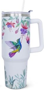 ZNYYZYBA 40 oz Tumbler with Handle and Straw, 40oz Hummingbird Tumbler with Handle Insulated Leak Proof Travel Coffee Mug, Reusable Stainless Steel Tumblers - Image 2
