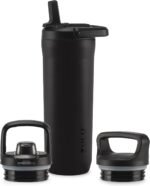 ZULU Base 18oz Kids Stainless Steel Water Bottle with 3 Lids- Straw, Chug, Twist | Double Walled and Vacuum Insulated Metal Thermos | Fits Car Cupholder, Built in Carry Loop, Dishwasher Safe, Black - Image 2