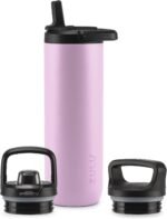 ZULU Base 24oz Stainless Steel Water Bottle with 3 Lids- Straw, Chug, Twist | Double Walled and Vacuum Insulated Metal Thermos | Fits Car Cupholder, Built in Carry Loop, Dishwasher Safe, Pink - Image 2