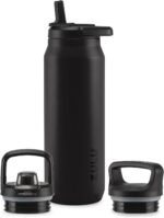 ZULU Base 40oz Stainless Steel Water Bottle with 3 Lids- Straw, Chug, Twist | Double Walled and Vacuum Insulated Metal Thermos | For Gym, Outdoor | Built in Carry Loop, Dishwasher Safe, Black - Image 2
