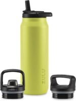 ZULU Base 40oz Stainless Steel Water Bottle with 3 Lids- Straw, Chug, Twist | Double Walled and Vacuum Insulated Metal Thermos | For Gym, Outdoor | Built in Carry Loop, Dishwasher Safe, Guac - Image 2