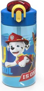 Zak Designs 16oz Kids Durable Plastic Spout Cover and Built-in Carrying Loop, Leak-Proof Water Bottle Design for Travel (16 oz, Paw Patrol Marshall),PWPT-T123 - Image 2