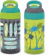 Zak Designs 16oz Riverside Beach Life Kids Water Bottle with Straw and Built in Carrying Loop Made of Durable Plastic, Leak-Proof Design for Travel, 2PK Set - Image 2