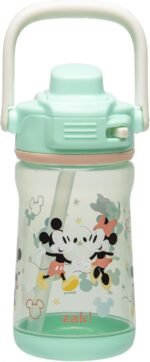 Zak Designs Disney Beacon Kid Water Bottle for Travel or At Home, 12oz Plastic is Durable and Leak-Proof with Liquid Lock Spout, Cover, Carry Handle, Protective Base (Mickey Mouse & Minnie Mouse) - Image 2