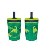 Zak Designs Kelso 15 oz Tumbler Set, (Dino Camo) Leak-Proof Screw-On Lid with Straw Made of Durable Plastic and Silicone, Perfect Cup Bundle for Kids (2pc Set) - Image 2
