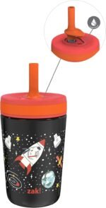 Zak Designs Kelso Toddler Cups For Travel or At Home, 12oz Vacuum Insulated Stainless Steel Sippy Cup With Leak-Proof Design is Perfect For Kids (Spaceships) - Image 2