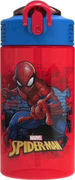 Zak Designs Marvel SpiderMan Kids Spout Cover and Built-in Carrying Loop Made of Plastic, Leak-Proof Water Bottle Design (16 oz, BPA-Free) - Image 2
