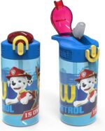 Zak Designs PAW Patrol Kids Water Bottle with Spout Cover and Built-in Carrying Loop, Durable Plastic, Leak-Proof Water Bottle Design for Travel (16 oz, 2-Pack, Non-BPA, Marshall) - Image 2
