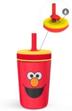 Zak Designs Sesame Street Kelso Toddler Cups For Travel or At Home, 12oz Vacuum Insulated Stainless Steel Sippy Cup With Leak-Proof Design is Perfect For Kids (Elmo) - Image 2