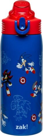 Zak Designs Sonic the Hedgehog Sage Kids Water Bottle For School or Travel, 19oz Stainless Steel Water Bottle With Straw, Handle, and Leak-Proof, Pop-Up Spout Cover (Sonic & Shadow) - Image 2