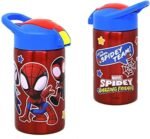 Zak Designs Spidey and Friends Stainless Steel Water Bottle for Kids - Spider-Man Insulated With Push Button Spout, Perfect for School Days and Trips - 15.5 oz. - Image 2