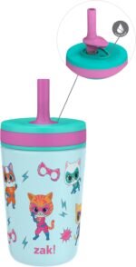 Zak Designs SuperKitties Kelso Toddler Cups For Travel or At Home, 12oz Vacuum Insulated Stainless Steel Sippy Cup With Leak-Proof Design is Perfect For Kids (Ginny, Sparks, Buddy, Bitsy) - Image 2
