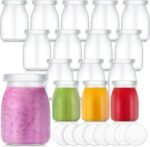 Zubebe 6 Pack 5 oz Christmas Glass Milk Bottles with 12 Lids - Versatile Small Glass Jars for Holiday Party Favors, DIY Decorations, Yogurt Pudding, and Juice, Reusable - Image 2