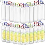 Zubebe Reusable Clear Water Bottles Bulk with Stainless Steel Leak Proof Lids Acrylic Sports Bottles with Nylon Carrying Strap for Party Gift Water Milk Smoothie Juice Beverage - Image 2