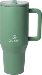 Zuchii Traveler, 40 oz Water Bottle with Handle & Flip Staraw, 100% Leak Proof Reusable Insualted Tumbler, Stainless Steel Travel Mug, Cup Holder Friendly - Gifts for women & men (Sage, 40 oz) - Image 2