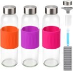 Zukro 18 oz Glass Water Bottles with Lids, 3 Pack Leak Proof Juice Bottles With Stainless Steel Cap for Juicing, Smoothie, Reusable Clear Drinking Jar with Silicone Sleeve for Homemade Beverages - Image 2