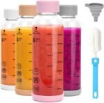 Zukro Glass Water Bottles with Colored lids 16 oz, 4 Pack Clear Borosilicate Juice Bottles with Stainless Steel Cap for Juicing, Airtight Leak proof, Heat-resistant, Measurement Markings, BPA Free - Image 2