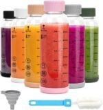 Zukro Glass Water Bottles with Colored lids 16 oz, 6 Pack Clear Borosilicate Juice Bottles with Stainless Steel Cap for Juicing, Airtight Leak proof, Heat-resistant, Measurement Markings, BPA Free - Image 2