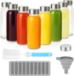 Zukro Glass Water Bottles with Lids 10.5 oz, 8 Pack Clear Reusable Glass Small Juice Bottles With Stainless Steel Cap for Juicing, Milk, Ginger Shot, BPA-Free Leak Proof 300ml Drinking Container Jar - Image 2