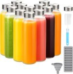 Zukro Glass Water Bottles with Lids 18 oz, 12 Pack Reusable Juice Bottles With Stainless Steel Airtight Cap for Juicing, Leak Proof Clear Drinking Jar Beverage storage container for Fridge, BPA Free - Image 2