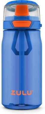 Zulu Kids Flex 16oz Tritan Plastic Water Bottle with Silicone Spout, Leak-Proof Locking Flip Lid and Soft Touch Carry Loop for School Backpack, Lunchbox, and Outdoor Sports, Blue - Image 2