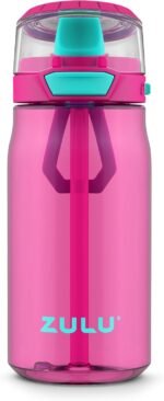 Zulu Kids Flex 16oz Tritan Plastic Water Bottle with Silicone Spout, Leak-Proof Locking Flip Lid and Soft Touch Carry Loop for School Backpack, Lunchbox, and Outdoor Sports, Pink - Image 2