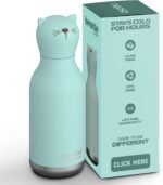 asobu Bestie Bottle Insulated Stainless Steel Water Bottle with Detachable Soft Animal Head Fun Drinking For Kids and Teens with Flexible Reusable Straw 16 Ounce (Cat) - Image 2
