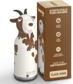 asobu Bestie Bottle Insulated Stainless Steel Water Bottle with Detachable Soft Animal Head Fun Drinking For Kids and Teens with Flexible Reusable Straw 16 Ounce (Goat) - Image 2