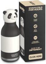 asobu Bestie Bottle Insulated Stainless Steel Water Bottle with Detachable Soft Animal Head Fun Drinking For Kids and Teens with Flexible Reusable Straw 16 Ounce (Panda) - Image 2