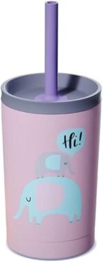 asobu Stainless Steel Kids Tumbler with Flexible Straw Lid | Insulated Water Bottle | Reusable Travel Cup 12 Ounce (Pink) - Image 2
