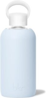 bkr - Little Smooth - Reusable Glass Water Bottle - 16oz - Fits in Cup Holder - Leakproof, Travel Friendly - BPA Free, Dishwasher Safe - Removable Silicone Sleeve & Carrying Loop - Image 2