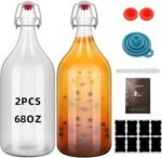 eispap 64oz Flip Top Glass Bottle 2 Liter Swing Brewing with Stopper for Beverages, Oil, Vinegar, Kombucha, Beer, Water, Soda, Kefir Airtight Lid & Leak Proof Cap Clear (clear 2 pcs) - Image 2