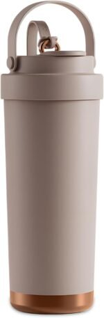 hisptgo 26oz Water Bottle Ceramic Coated Multi-Use Tumbler - 3-in-1 Drinking Modes, Thermal Insulation, Silicone Strap, Portable Travel Mug (Coffee Brown) - Image 2