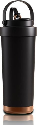 hisptgo 26oz Water Bottle Ceramic Coated Multi-Use Tumbler - 3-in-1 Drinking Modes, Thermal Insulation, Silicone Strap, Portable Travel Mug (black) - Image 2