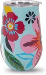 kate spade new york Insulated Stainless Steel Wine Tumbler, 16 Ounce Double Wall Tumbler, Pink Stemless Travel Cup with Lid, Safari Floral - Image 2