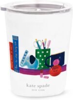 kate spade new york Small Insulated Stainless Steel Tumbler, 12 Ounce Double Wall Travel Coffee Cup with Lid, Charmed Library - Image 2
