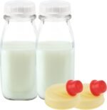 kitchentoolz 12 Oz Square Glass Milk Jugs with Caps - Perfect Milk Container for Refrigerator - 12 Ounce Glass Milk Bottle with Tamper Proof Lid and Pour Spout - Pack of 2 - Image 2