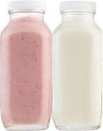 kitchentoolz 16oz Square Glass Milk Bottle with Lid - Airtight Vintage Reusable Dairy Drinking Jars Containers for Milk, Yogurt, Smoothies, Juice, Kefir, & Water -2 Pack 16 oz Glass Bottles with Lids - Image 2