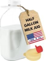kitchentoolz Glass Milk Jug 64 oz – Half Gallon Jar with Lid and Silicone Pour Spout – Made in USA Water Jug – Milk Jugs with Lids – Reusable Bottles 64 oz - Image 2
