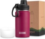 koodee 12 oz Water Bottle -Stainless Steel Vacuum Insulated Wide Mouth Flask with Leakproof Spout Lid, Reusable Sports Metal Water Bottle BPA Free(Fuchsia Red) - Image 2