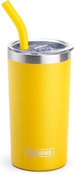 koodee Coffee Tumbler with Straw and Lid-12 oz Skinny Tumbler Stainless Steel Double Wall Vacuum Insulated Tumbler Cup for Women -Spill Proof & Sweat-Free (Yellow) - Image 2