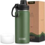 koodee Insulated Water Bottle, 18 oz Stainless Steel Double Wall Vacuum Wide Mouth Sport Bottle with Leakproof Spout Lid (Grass Green) - Image 2