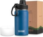 koodee Small Water Bottle 12 oz Stainless Steel Triple Wall Vacuum Insulated Wide Mouth Bottle with Leakproof Spout Lid (Navy) - Image 2