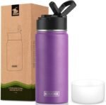 koodee Water Bottle 16 oz Stainless Steel Double Wall Vacuum Insulated Water Bottle for Kids School -Wide Mouth Sports Metal Water Flask for Girls(Purple) - Image 2