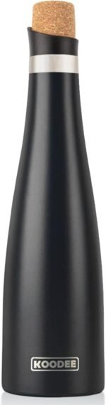 koodee Wine Bottle - 32 oz Insulated Stainless Steel Wine Bottle with Double Wall Vacuum Sealed Lids,for Wine Lovers Keeps Wine Cold for 24 Hours and Hot for 12 Hours (Black,1000ml) - Image 2